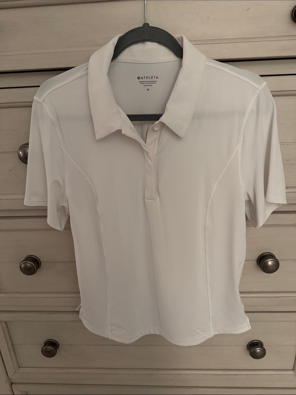 Athleta White Short-Sleeve Polo Shirt SZ Medium
